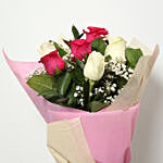 Attractive Pink and White Roses Bouquet