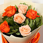 Orange and Peach Roses Beautiful Bouquet