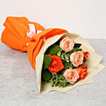 Orange and Peach Roses Beautiful Bouquet