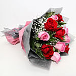 Pink and Red Roses Grand Bouquet With Baby Breath