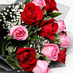 Pink and Red Roses Grand Bouquet With Baby Breath