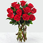 Romantic Red Roses Glass Vase