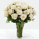 Sweet Vase Of Elegant White Roses