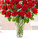 Vase of 50 Scarlet Red Roses