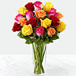 Vase Of Bright Roses