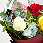 Vibrant Bouquet Of Colored Roses With Fillers