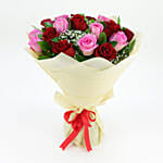 10 Pink n 10 Red Roses Bouquet