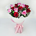 6 Pink n 6 Red Roses Bouquet