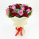 10 Pink n 10 Red Roses Bouquet