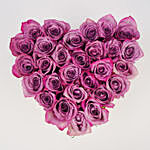 Purple Rose In Heart Shape Box