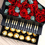 Roses and Chocolates Black Heart Box