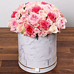 Stylish Box Of Pink Roses And Chocolates