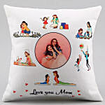 Love You Mom Personalised White Cushion