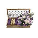 Elegant Mixed Flowers & Chocolates Golden Case