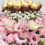 Luxurious Mixed Flowers & Ferrero Rocher Pink Box