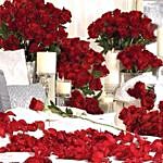 Dreamy 300 Red Roses And Candle Decor