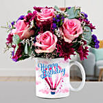 Beautiful Mixed Flowers In Birthday Mug