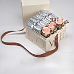 Lovely Peach Roses & Chocolates White Love Box