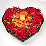 Mixed Flowers & Chocolates Heart Shaped Black Box