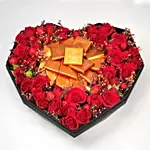 Mixed Flowers & Chocolates Heart Shaped Black Box