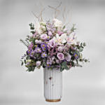 Splendid Mixed Flowers White Vase