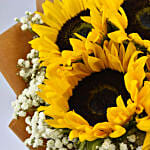 Ravishing Sunflowers Bouquet Beautifully Tied With Anniversary Balloons