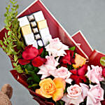 Classic Blooms and Chocolates with Teddy bear