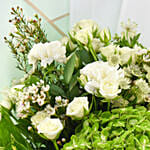 Green Hydrengea Bouquet with White Roses