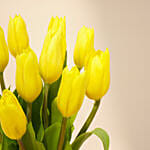 Serene Yellow Tulips Glass Vase