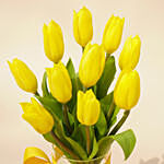 Serene Yellow Tulips Glass Vase