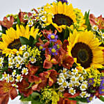 Sunflower and Peruvian Lilies arrangement