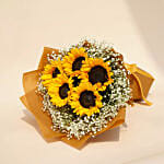 Ravishing Sunflowers Bouquet Beautifully Tied