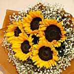 Ravishing Sunflowers Bouquet Beautifully Tied