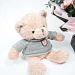 Combo of Flower Bouquet and Chocolate Box with Teddy Bear