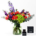 Mix Flowers Arrangement in Glass Vase with Perfume