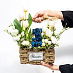 Tulips & Roses Arrangement Basket