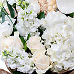 White Flowers Bouquet with Perfume and Chocolate