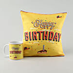 Printed Birthday Mug Cushion Combo