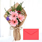 Beautiful Pink Gerberas Chic Bunch With Greeting Card