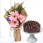 Beautiful Pink Gerberas Chic Bunch With Hazelnut Cake