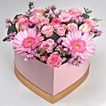 Blissful Mixed Flowers Heart Shaped Box