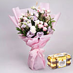 Elegant Bouquet of Mixed Flowers With Ferrero Rocher Chocolates