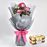 Elegant Bouquet of Mixed Roses With Ferrero Rocher