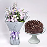 Gorgeous Bouquet of Mixed Flowers With Hazelnut Cake