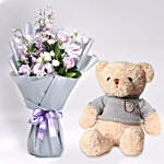 Gorgeous Bouquet of Mixed Flowers With Teddy Bear