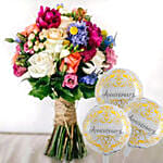 Lethal Combination Bouquet With Anniversary Balloons