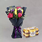 Ravishing Bouquet of Mixed Flowers With Ferrero Rocher