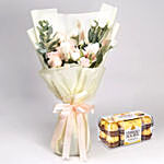 Serene Bouquet of Mixed Flowers With Ferrero Rocher