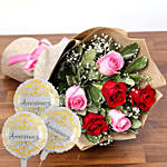 Stolen Kisses Bouquet With Anniversary Balloons