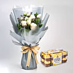 Timeless Bouquet of Mixed Flowers With Ferrero Rocher Chocolates